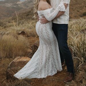 White Lace Off-Shoulder Dress